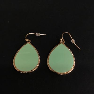 Mint green enamel dangle earrings
