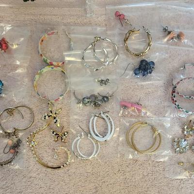 LARGE GROUP OF EARRINGS WITH A ORGANIZER