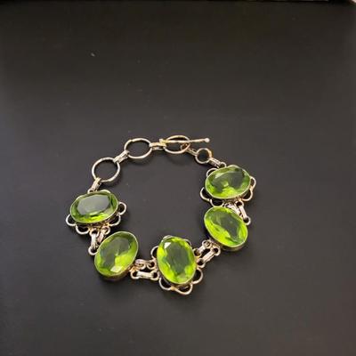 STERLING SILVER PERIDOT BRACELET 22g