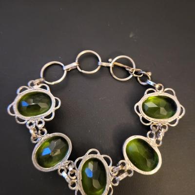 STERLING SILVER PERIDOT BRACELET 22g