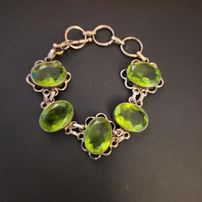 STERLING SILVER PERIDOT BRACELET 22g
