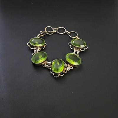 STERLING SILVER PERIDOT BRACELET 22g