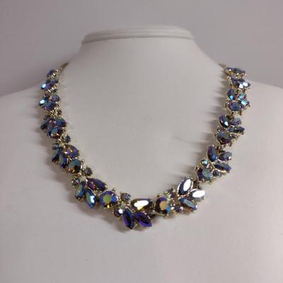 Blue Aurora Borealis Necklace and Earring Set (#26)