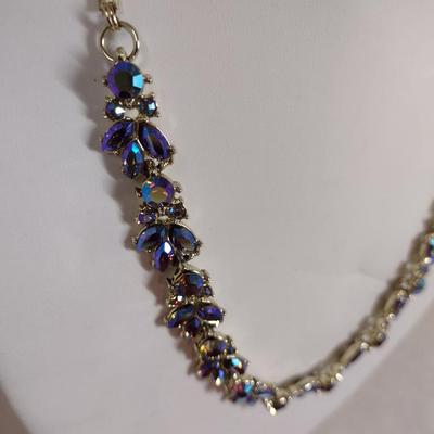 Blue Aurora Borealis Necklace and Earring Set (#26)