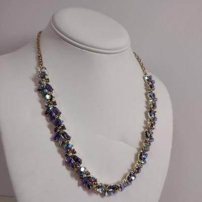 Blue Aurora Borealis Necklace and Earring Set (#26)