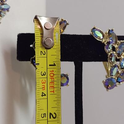 Blue Aurora Borealis Necklace and Earring Set (#26)