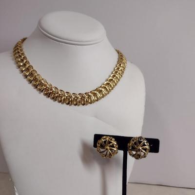 Monet Gold Tone Necklace and Earring Set (#27)