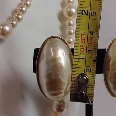 Faux Pearl Necklace and Earring Set (#28)