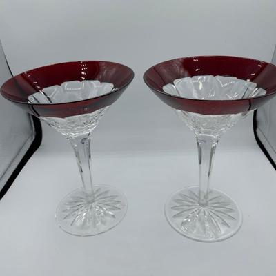 2 Waterford Crystal Simply Red Martini Glasses