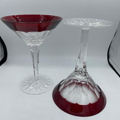 2 Waterford Crystal Simply Red Martini Glasses