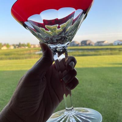 2 Waterford Crystal Simply Red Martini Glasses