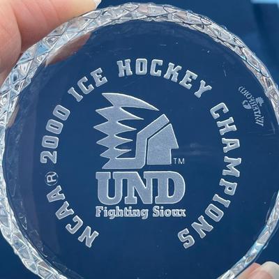 UND Fighting Sioux 2000 Hockey Championship Waterford Crystal Puck