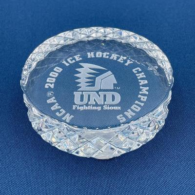 UND Fighting Sioux 2000 Hockey Championship Waterford Crystal Puck