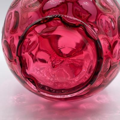 Fenton Cranberry Glass Pitcher with 4 Tumblers