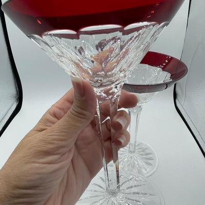 2 Waterford Crystal Simply Red Martini Glasses
