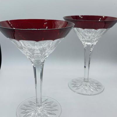 2 Waterford Crystal Simply Red Martini Glasses