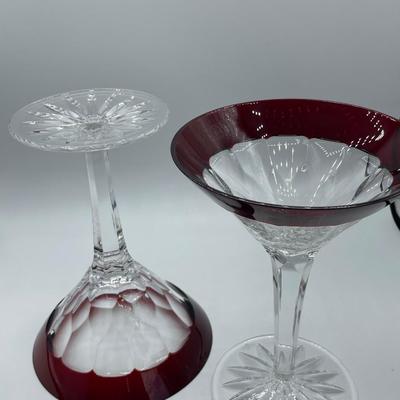 2 Waterford Crystal Simply Red Martini Glasses