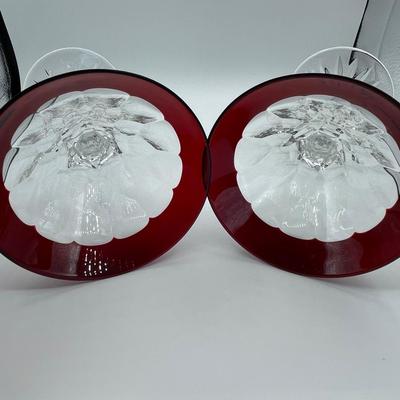 2 Waterford Crystal Simply Red Martini Glasses