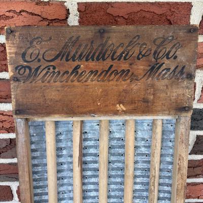 Lot 221: Vintage Washboards, Apple Cider Jug (Tin Wrapped in Wood), Mason Jars in Metal Caddy