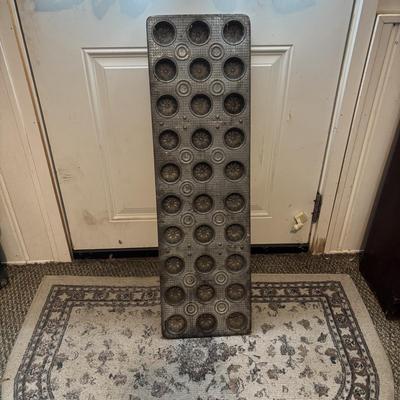 Lot 222: Vintage Ekco Commercial Muffin Pan, Cast Iron Pot, Tin Pans, Grater and More