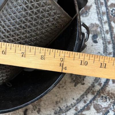 Lot 222: Vintage Ekco Commercial Muffin Pan, Cast Iron Pot, Tin Pans, Grater and More