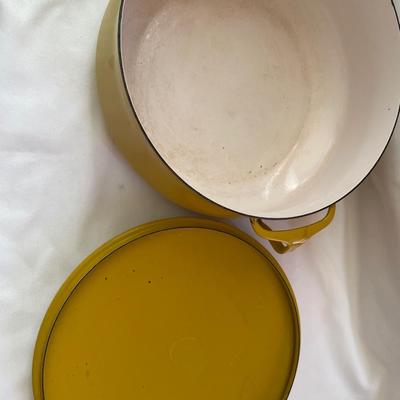 Vintage Dansk yellow enamelware pot