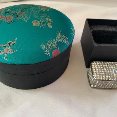 Rhinestone trinket box and Asian theme box