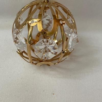 Green glass and Crystal ornament