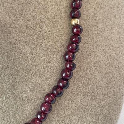 14k gold & possible garnet necklace