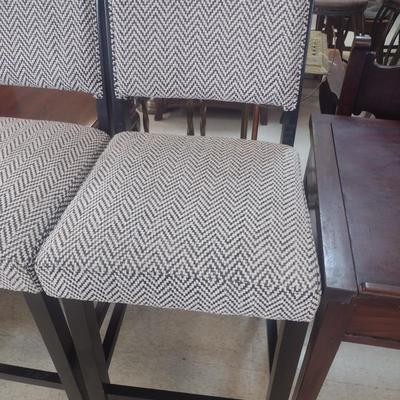 Pair of Contemporary Espresso Wood Framed Bar Stools with Cushioned Seat and Back