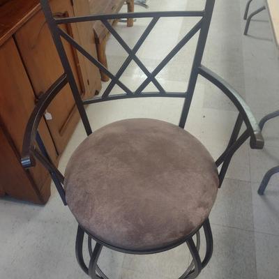 Pair of Swivel Metal Frame Stools with Cushioned Seat Choice A