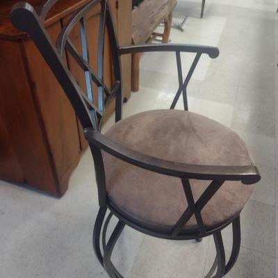 Pair of Swivel Metal Frame Stools with Cushioned Seat Choice A