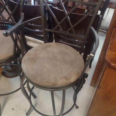 Pair of Swivel Metal Frame Stools with Cushioned Seat Choice A