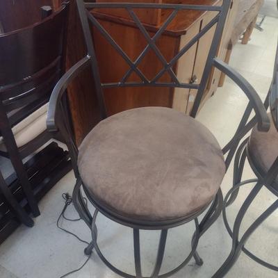 Pair of Swivel Metal Frame Stools with Cushioned Seat Choice B