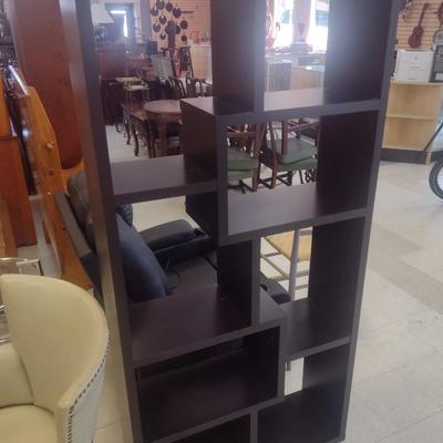 Contemporary Espresso Multi-Cubby Bookshelf