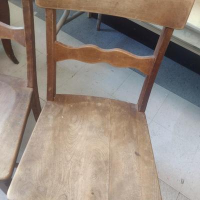 Set of Four Matching Solid Wood Vintage Chairs