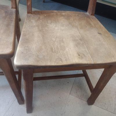 Set of Four Matching Solid Wood Vintage Chairs