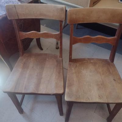 Set of Four Matching Solid Wood Vintage Chairs