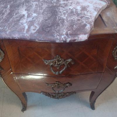 French Parquetry Mahogany Two Drawer Chest