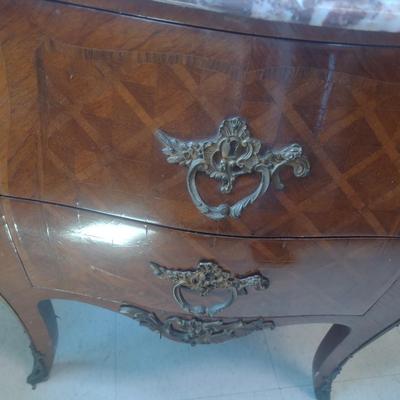 French Parquetry Mahogany Two Drawer Chest