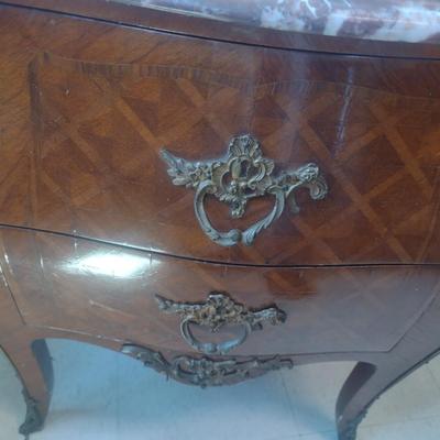 French Parquetry Mahogany Two Drawer Chest