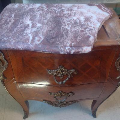 French Parquetry Mahogany Two Drawer Chest