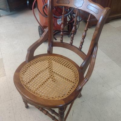 Antique Walnut Framed Chair with Cane Seat