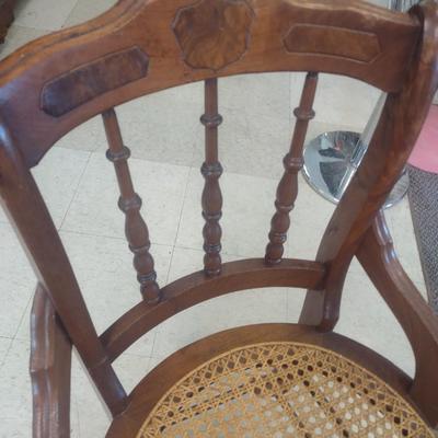 Antique Walnut Framed Chair with Cane Seat