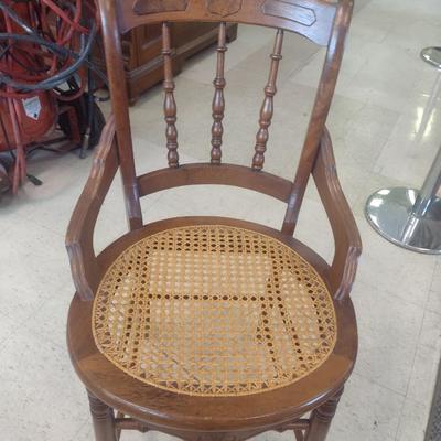 Antique Walnut Framed Chair with Cane Seat