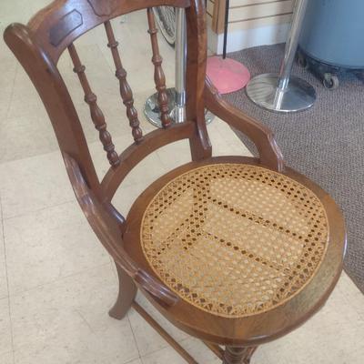 Antique Walnut Framed Chair with Cane Seat