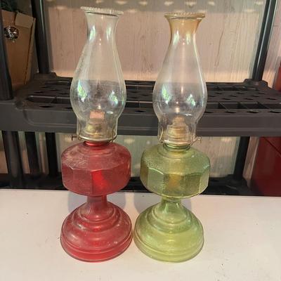 Three Oil Lamps & Mason Jar with Candle Inside (G-MG)