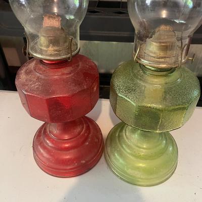Three Oil Lamps & Mason Jar with Candle Inside (G-MG)