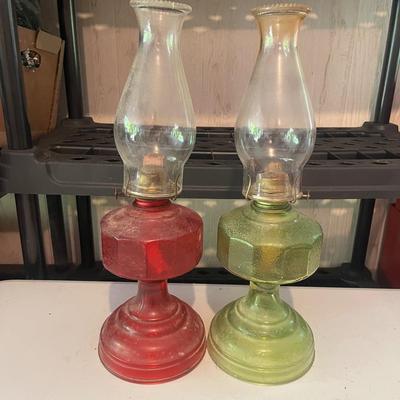 Three Oil Lamps & Mason Jar with Candle Inside (G-MG)