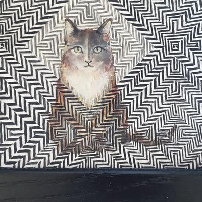 Hand Drawn Cat Framed (LR-KD)